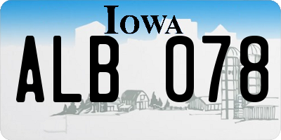 IA license plate ALB078