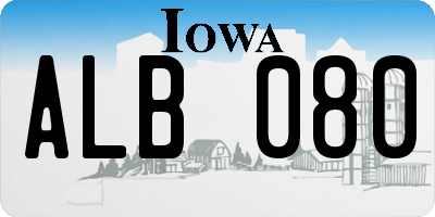 IA license plate ALB080