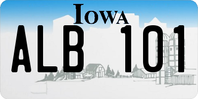 IA license plate ALB101