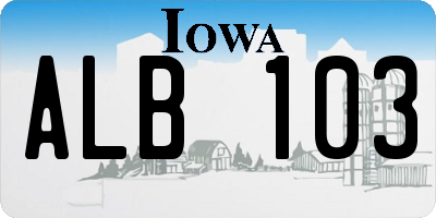 IA license plate ALB103