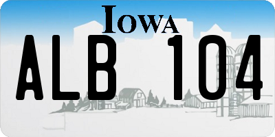IA license plate ALB104