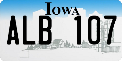 IA license plate ALB107