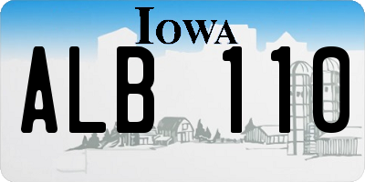 IA license plate ALB110