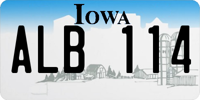 IA license plate ALB114