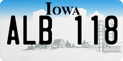 IA license plate ALB118
