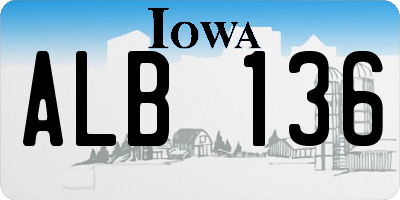 IA license plate ALB136