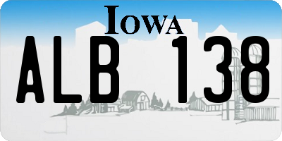 IA license plate ALB138