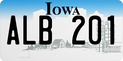 IA license plate ALB201