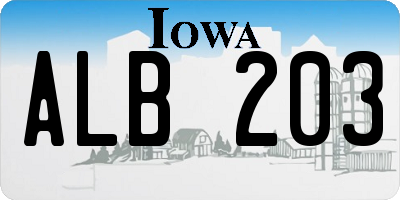 IA license plate ALB203