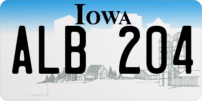 IA license plate ALB204