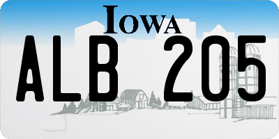 IA license plate ALB205