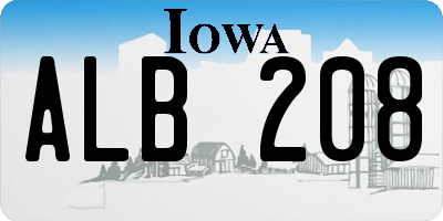 IA license plate ALB208