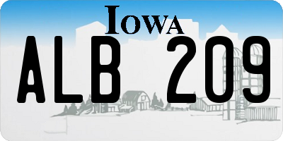 IA license plate ALB209