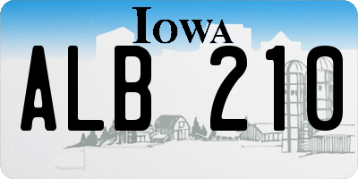 IA license plate ALB210