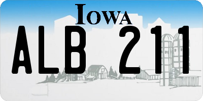 IA license plate ALB211