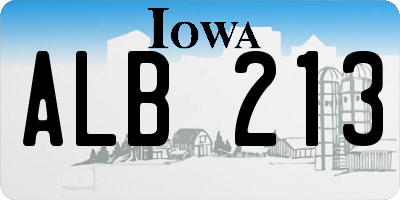 IA license plate ALB213