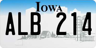 IA license plate ALB214