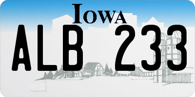 IA license plate ALB233