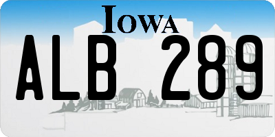 IA license plate ALB289