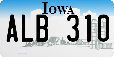 IA license plate ALB310