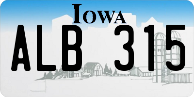 IA license plate ALB315