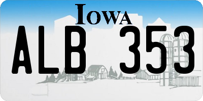 IA license plate ALB353