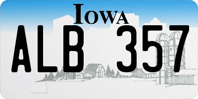 IA license plate ALB357
