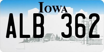 IA license plate ALB362