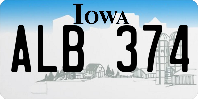 IA license plate ALB374