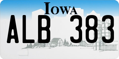 IA license plate ALB383