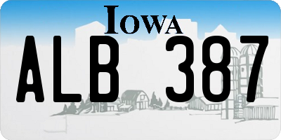 IA license plate ALB387