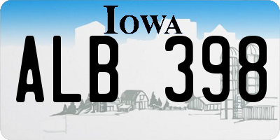 IA license plate ALB398