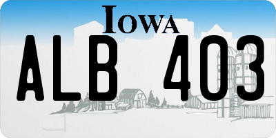 IA license plate ALB403