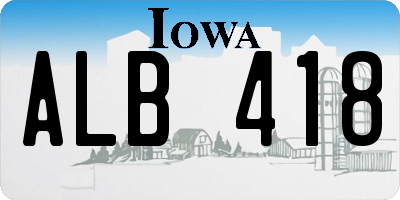 IA license plate ALB418