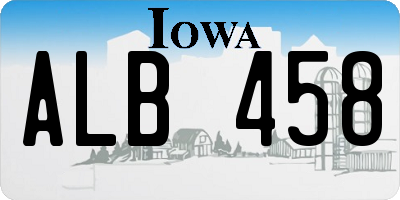 IA license plate ALB458