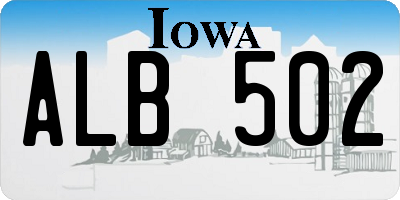 IA license plate ALB502