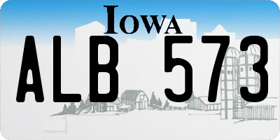 IA license plate ALB573