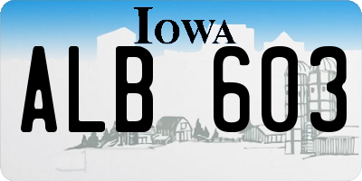IA license plate ALB603
