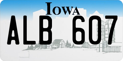 IA license plate ALB607