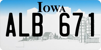 IA license plate ALB671