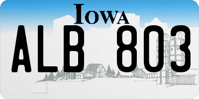 IA license plate ALB803