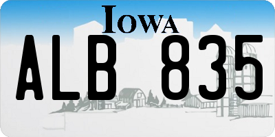IA license plate ALB835