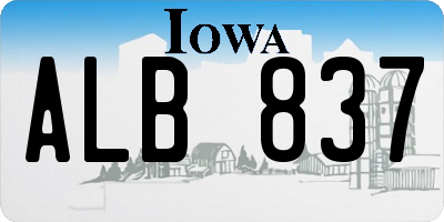 IA license plate ALB837