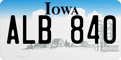 IA license plate ALB840