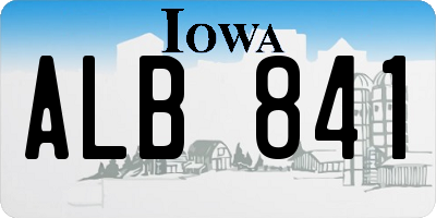 IA license plate ALB841