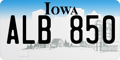 IA license plate ALB850