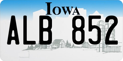 IA license plate ALB852