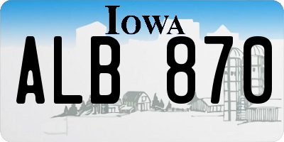 IA license plate ALB870