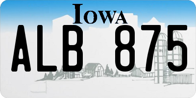 IA license plate ALB875