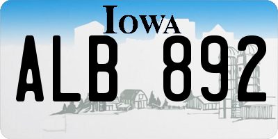 IA license plate ALB892